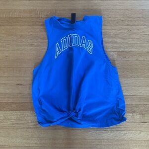 Adidas blue crop top muscle athletic top